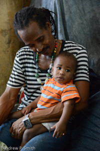 Father and son in the Papine market