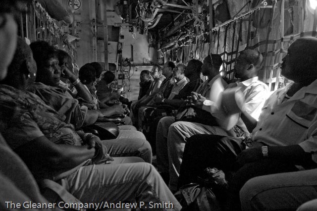 Aboard the Royal Canadian Air Force Hercules transportation plane that evacuated foreign nationals from Haiti on March 1 2004.