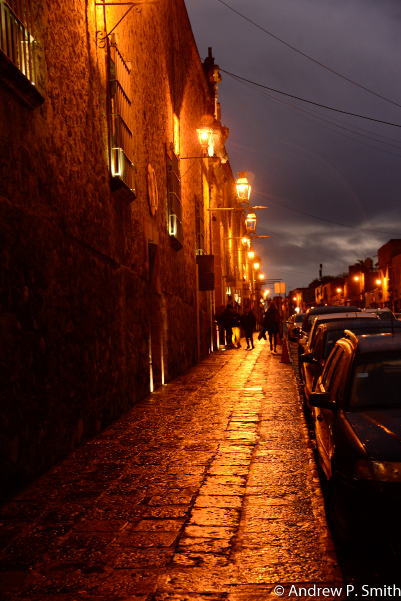 Twilight on the streets of San Miguel de Allende.